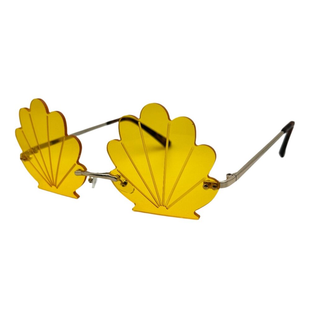 6078 | Yellow Rimless Shell Novelty Sunglasses - Picture 3 of 5